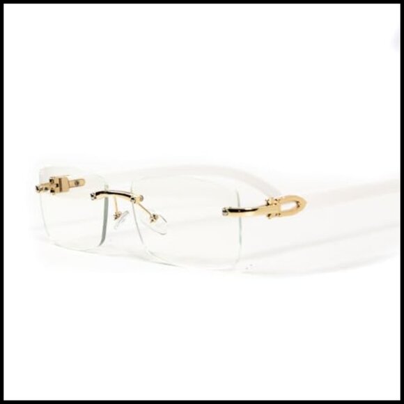 Retro Rimless Clear Lens Rectangular Gold Frame Unisex Hip Hop Eyewear main image 4